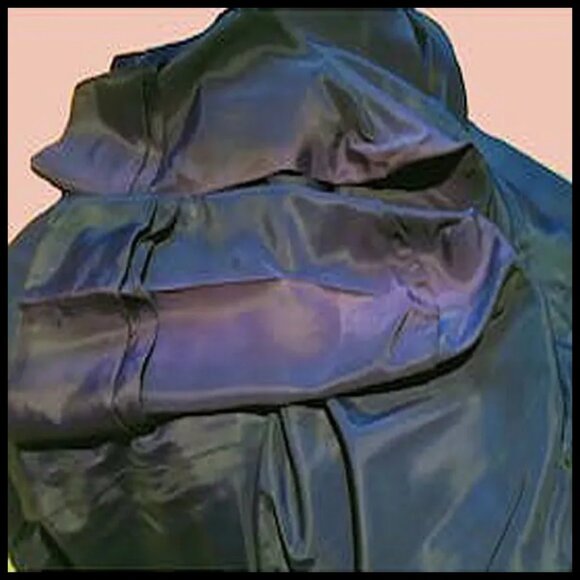 50s Vintage Swing Coat Evening New Look Blue Taffeta Outerwear - Picture 9 of 16